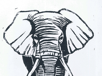 elephant / linogravure / illustration