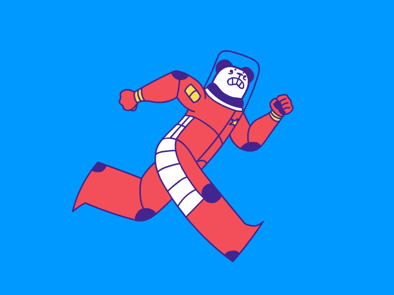 RocketPanda space panda bear loop gif cellanimation animation 2d charachter design frame by frame run cycle