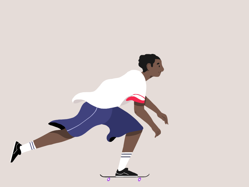 Push adobe animate animation 2d cellanimation charachter design frame by frame gif illustration loop push skateboard skater