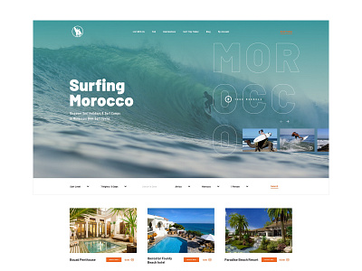 Werk action sports adventure booking clean design flat interactive surf surfing travel type typography website