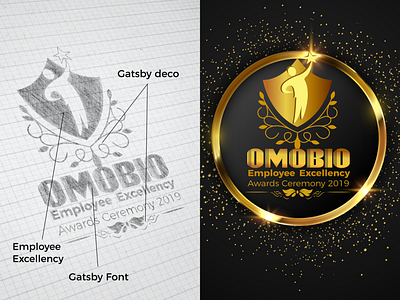 Gatsby Theme Logo design for employee award ceremony award show gatsby logo design sketches