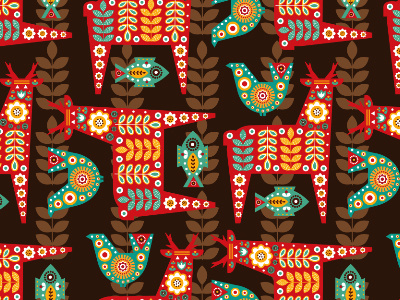 Deer folk pattern