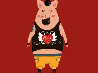 Pig loves roknroll pig rock