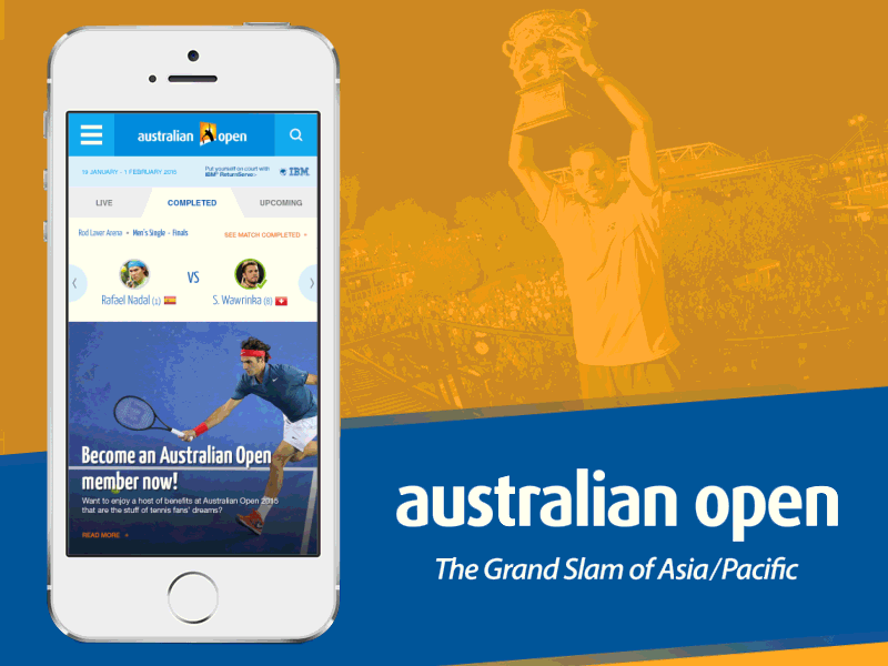 Australian Open Mobile animation australia federer flat gif interaction match nadal open statistics tennis
