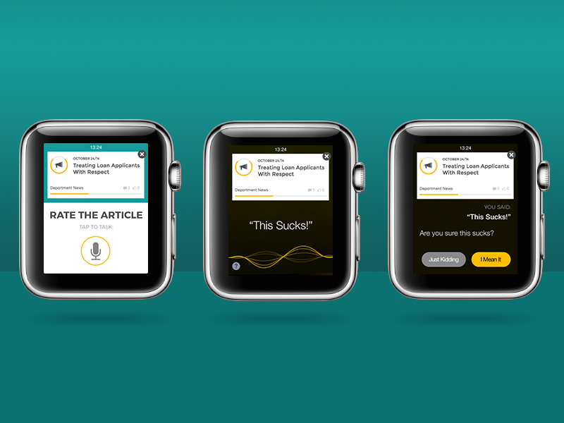 Siri Rating Integration apple watch bonzai intranet article siri voice rate interaction sharepoint