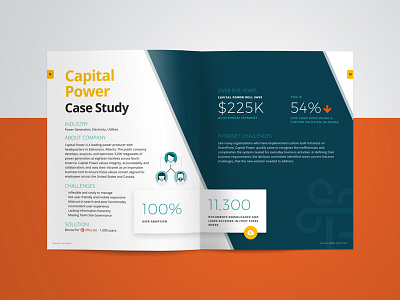 Case Study Design bonzai editorial energy industry infographic layout magazine sharepoint teal