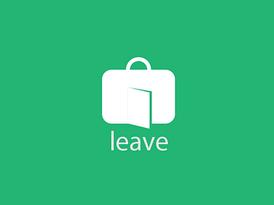 Leave appconcept door entrepreneurship gray green leave startup suitcade white