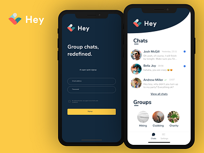Hey Chat - Group chats, redefined app design ui ux