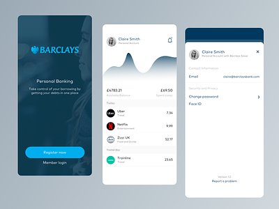 Barclays - New Concept app app design design minimal typography ui ui ux design ui design ux