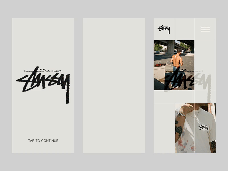 Stussy mobile app concept animation app concept design fashion grid mobile app mobile app design ui