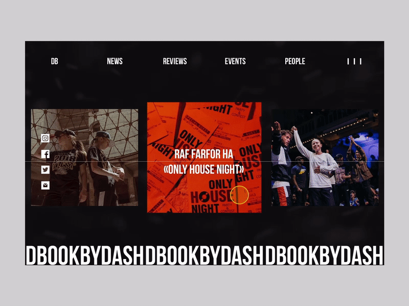 DBOOKDYDASH site. News page aftereffects anim animation concept dance design gif grid inspiration site ui