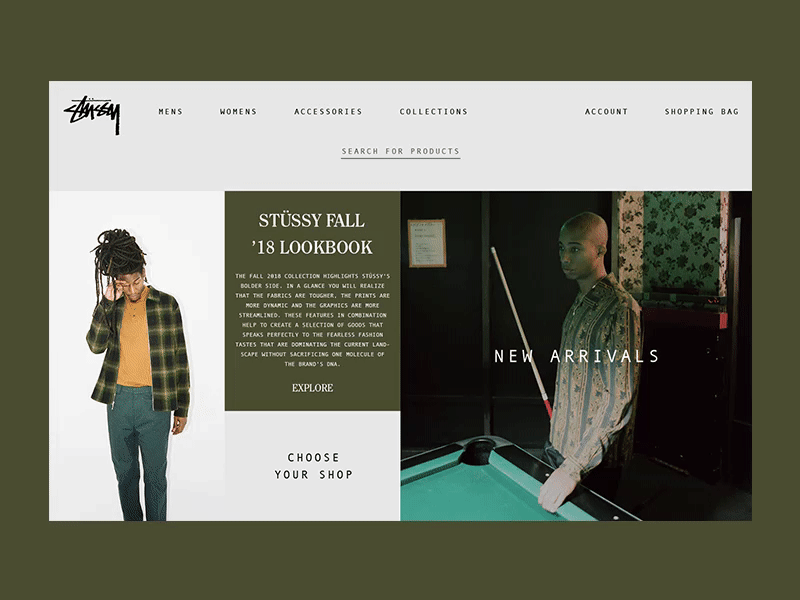 Stussy site concept. Main page ae aftereffects anim animation clothes concept design fashion grid inspiration site ui