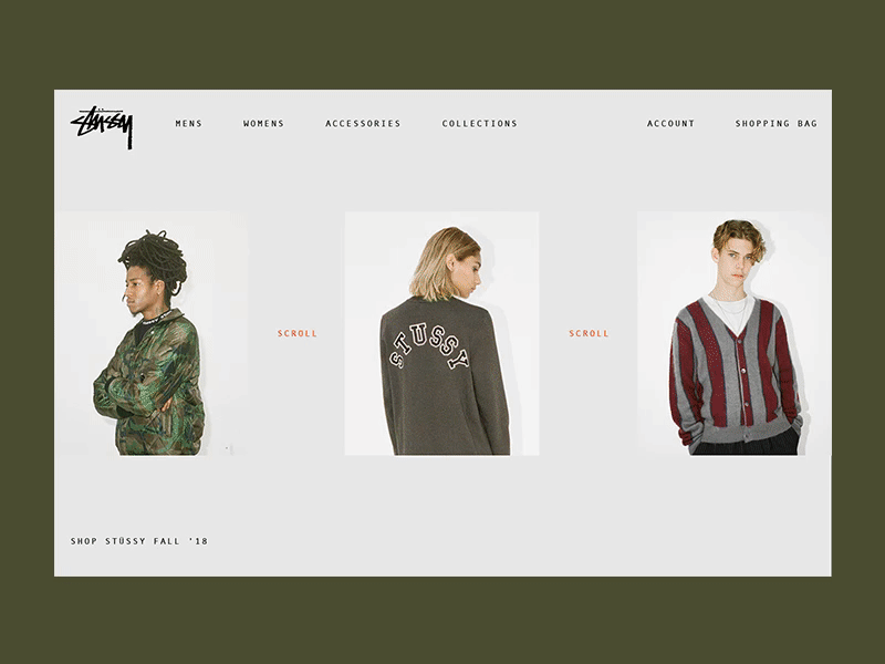 Stussy site concept. Lookbook page ae aftereffects anim animation clothes concept design fashion gif grid inspiration site ui