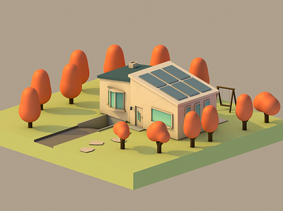 Simple low poly house 3d 3dart 3dartist 3dmodel blender design designer gameart graphic design lowpoly3d lowpolyart render