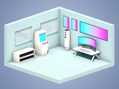 My first lowpoly room! 3d 3dart 3dartist 3dartwork 3dmodel c4d c4dfordesigners cinema4d designer gameart gamedev graphic design isometric lowpoly lowpolyart render