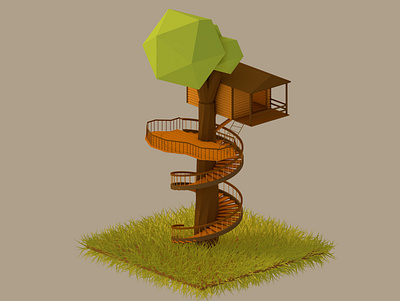 Tree House! 3dart 3dartist 3dmodeling blender blender3d blender3dart gameart graphic design graphic designer graphicdesign illustration lowpoly lowpoly3d lowpolyart