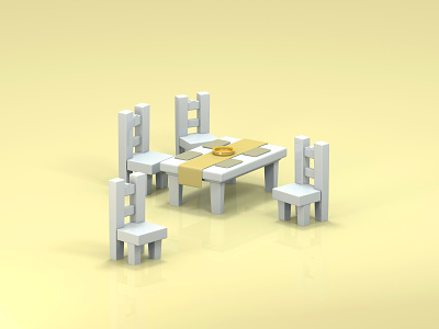 Low Poly Chairs and Table 3d 3d art 3d artist 3d illustration 3d modeling low poly modeling stylized
