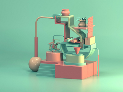 3D Abstract Composition - Still Life 3d illustration abstract achievement achievement illustration animation app app illustration colorful cute gamification illustration low poly motion graphics organic render still life styleframe stylized web web illustration