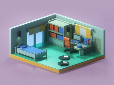 Lan's Room - Mega Man Battle Network 4 GBA 3d 3d art 3d illustration 3d illustrator 3d modeling animation design diorama gameboy gba graphic design illustration illustrator low poly low poly 3d modeling motion graphics nintendo stylized