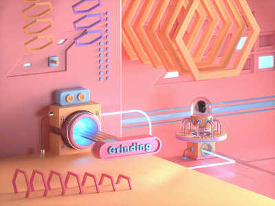 Grinding - Stylized 3D Illustration