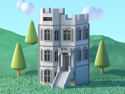 Stylized Low Poly House Building Illustration