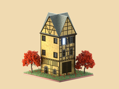 Bavarian Fantasy Fairy Tale Isometric 3D House Building
