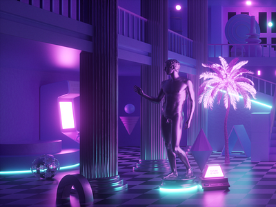 Retrowave Synth Neon Metaverse Design 3d 3d art 3d illustration 3d modeling design game game art game environment illustration lighting metaverse modeling neon neon lighting retro retrowave synth synthwave