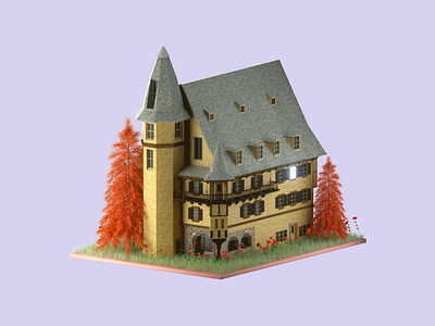 Fantasy Isometric 3D House Building Hotel