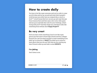 Daily UI Challenge 35/100 - Blog Post dailyui dailyui035