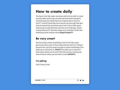 Daily UI Challenge 35/100 - Blog Post