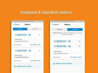 Bakeermate - Orders screen (isolated & stacked)