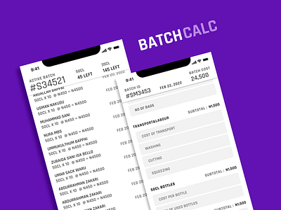 BatchCalc - Design concept batch calculator ios design mobile ui orange juice product design ui