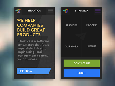 Mobile Menu and Homepage mobile menu flat shane brown