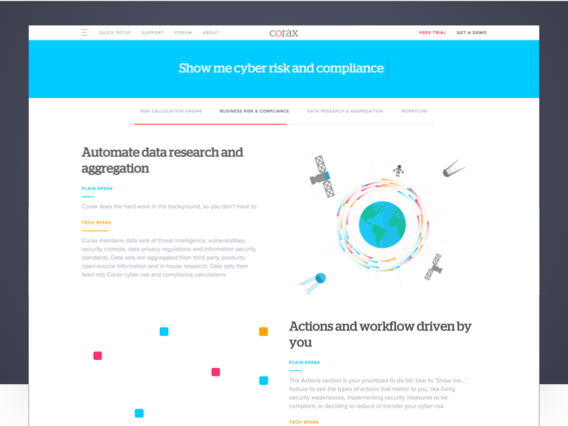 Corax / Cyber Risk & Compliance minimal website animated security cyber corax
