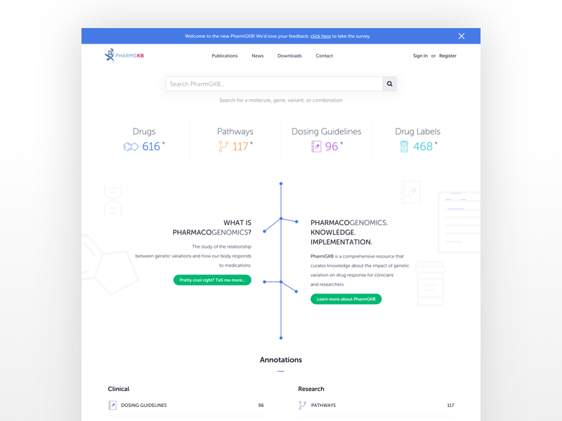 Stanford PharmGKB Beta Release! stanford medicine minimal white app web