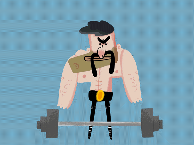 The man with dumbbells