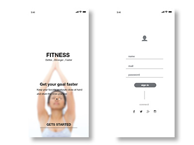 Fitness app design pruduct ui