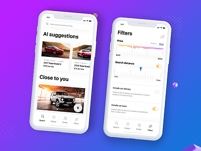 Carsharing app app clean colorful gradient ios iphone mobile ui ux white