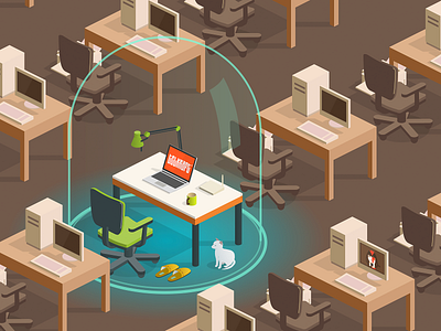 working from home animator cc isometric office