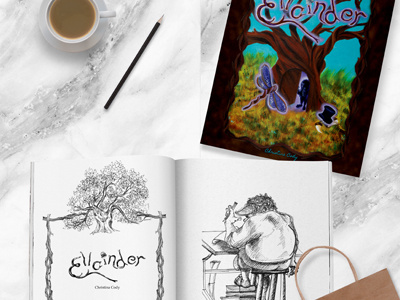 Ellcinder book cover fantasy illustration pen and ink