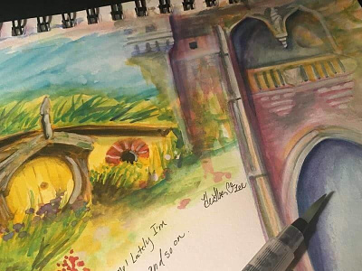 Art Journaling art journaling castle disney hobbit illustration shire watercolor