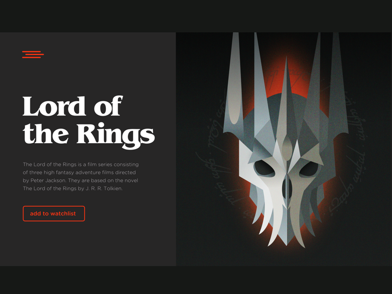 The Lord of the Rings Card UI design web illustration ui digital