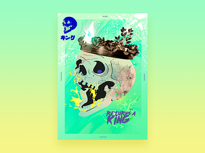 Skull king 3d design graphic illustration