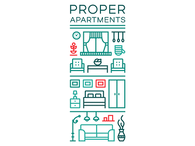 Proper Apartments apartment bedroom illustration kitchen line living room stroke