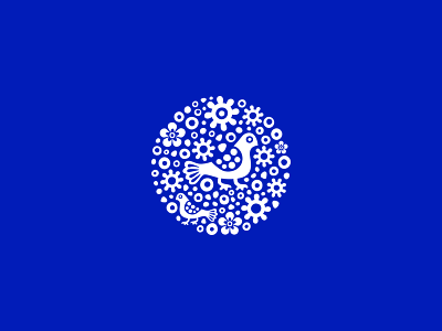 Georgian supra pattern bird blue circle flower pattern. georgian supra