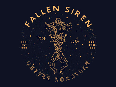Fallen Siren coffee fish illustration lineart mermaid roasters siren