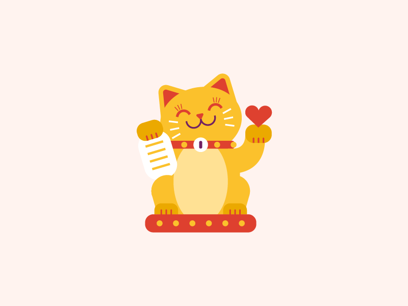 Maneki-neko assemblyapp cat charm chinese gif happy heart lucky paw poppular wave