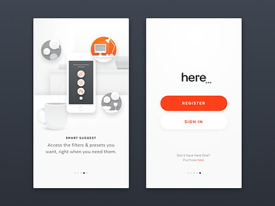 Here One - Onboarding & Sign In app audio button design illustration ios login mobile music onboarding sign in