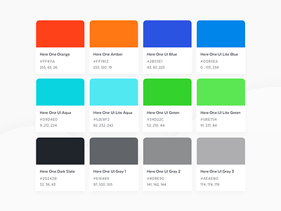 Here One App Style Guide - Colors app clean colors design ios mobile modern style guide