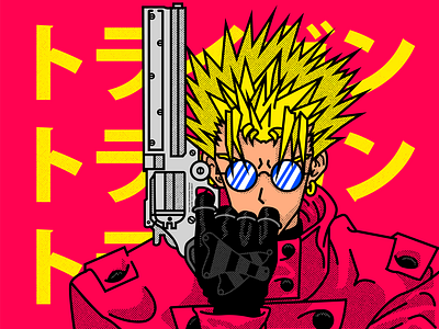 Vash The Stampede anime art colorscheme design graphic design halftone illustration illustrator trigun typography vashthestampede vector